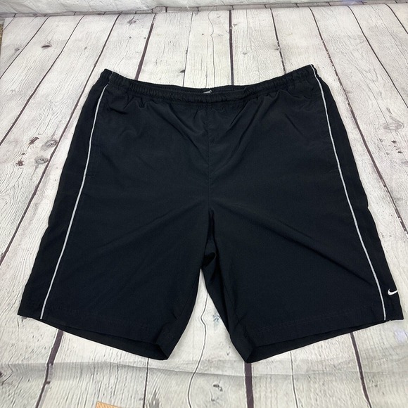 Nike Swim Trunks Mens XL Black Mesh Lined Drawstring Pockets Swim‎ Shorts - Picture 1 of 10